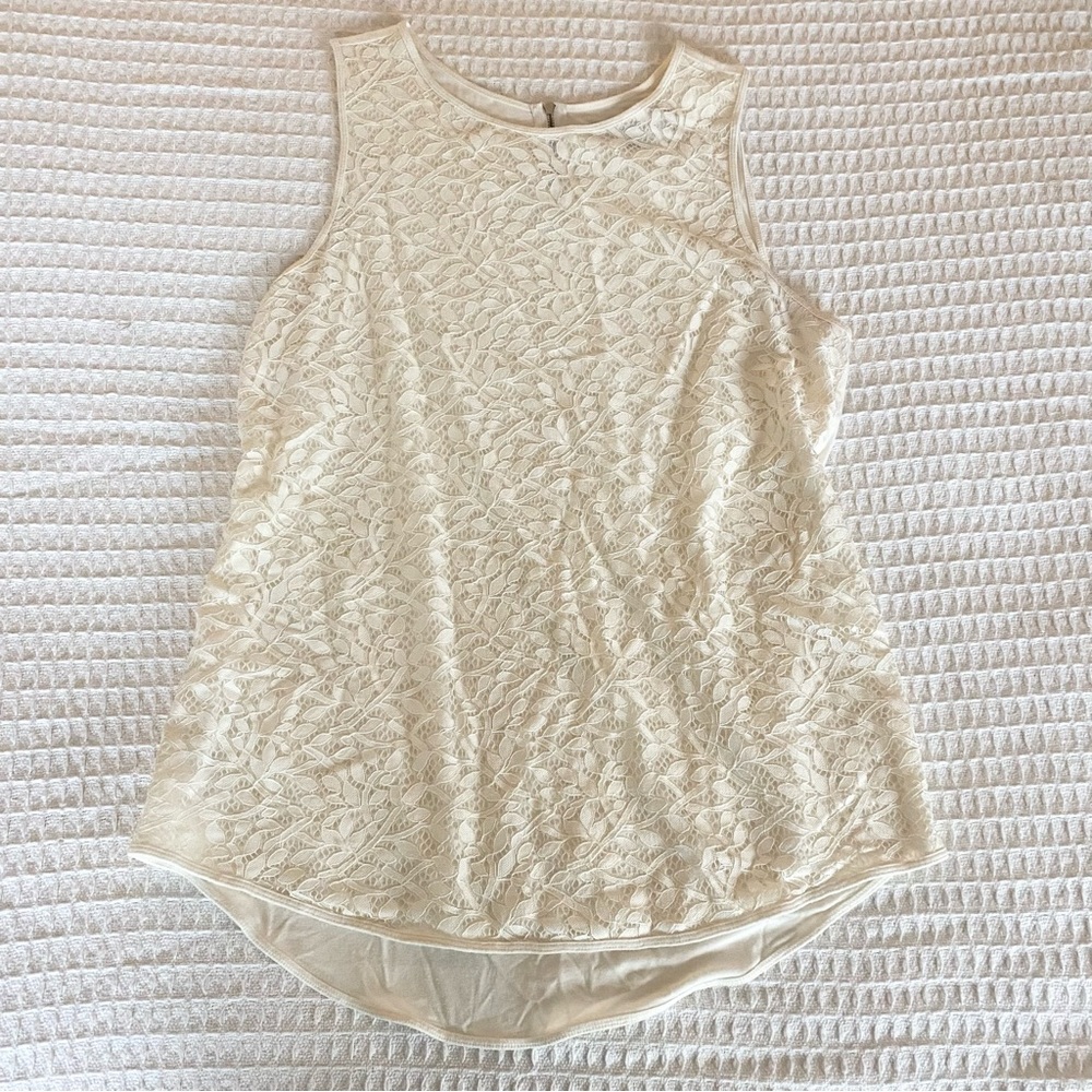 LOFT cream lace front sleeveless maternity top size Small